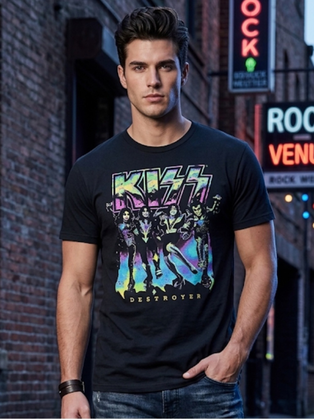 Kiss destroyer Blacklight tour shirt black